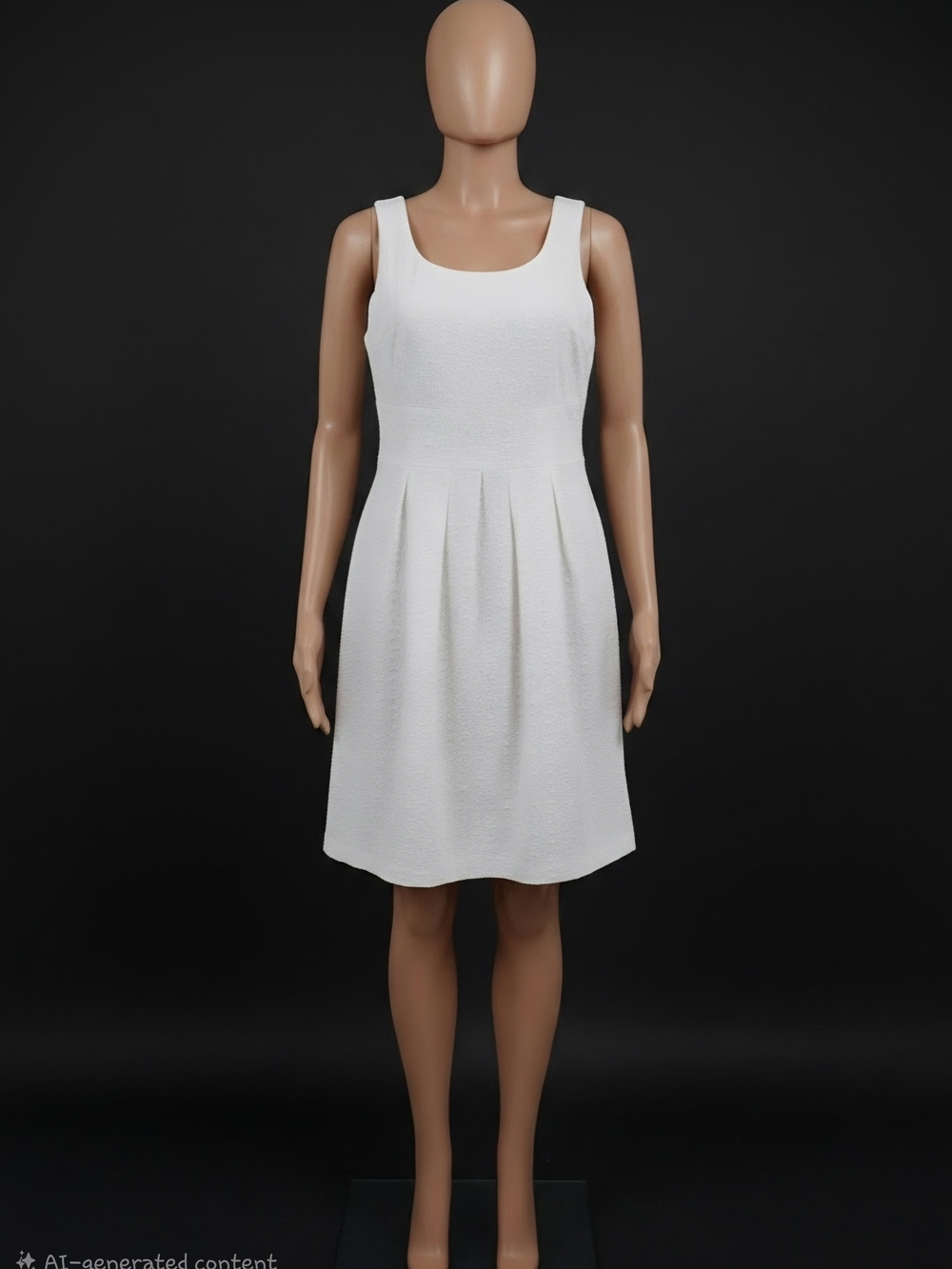 Classic White Sleeveless Pleated Dress
